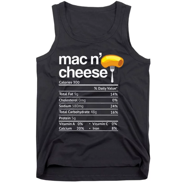 Mac And Cheese Nutrition Funny Thanksgiving Mac N Cheese Tank Top