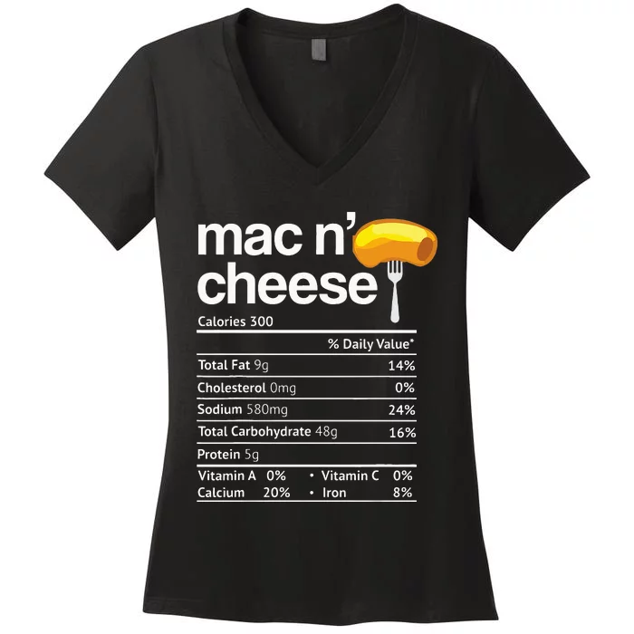 Mac And Cheese Nutrition Funny Thanksgiving Mac N Cheese Women's V-Neck T-Shirt