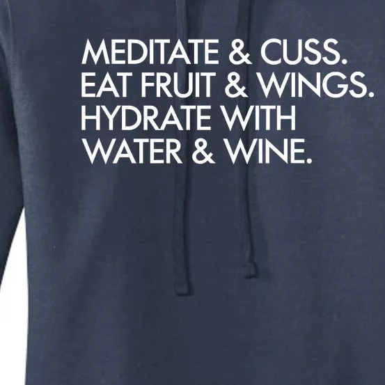 Meditate And Cuss Eat Fruit And Wings Women's Pullover Hoodie