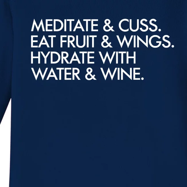 Meditate And Cuss Eat Fruit And Wings Baby Long Sleeve Bodysuit