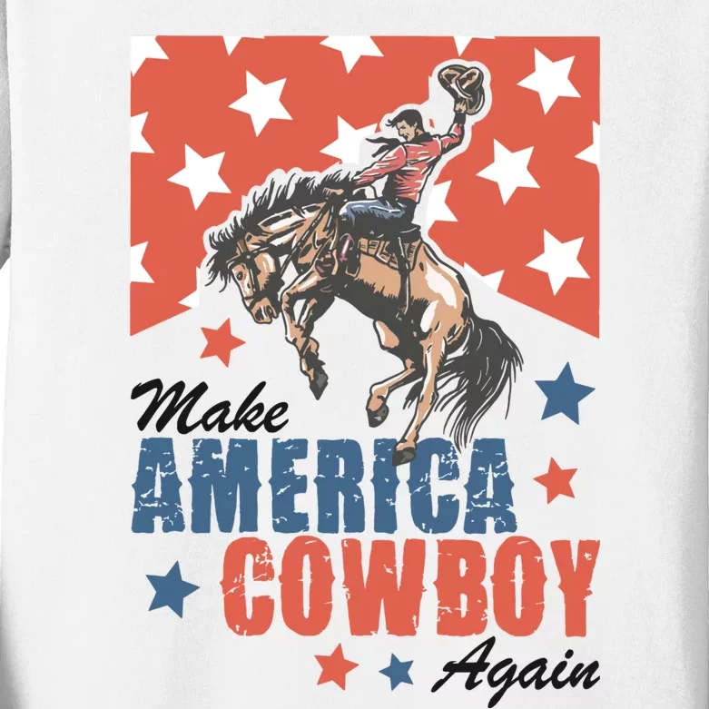 Make America Cowboy Again Patriotic Kids Long Sleeve Shirt