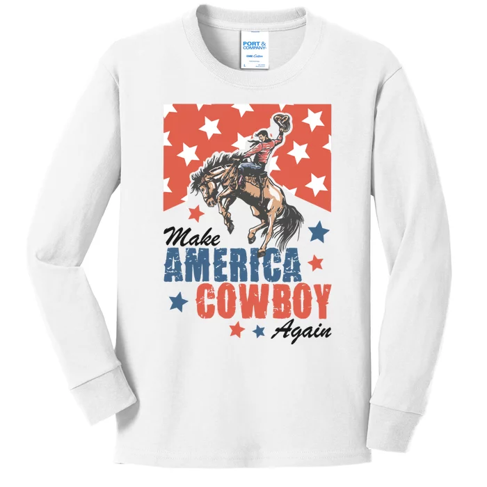 Make America Cowboy Again Patriotic Kids Long Sleeve Shirt