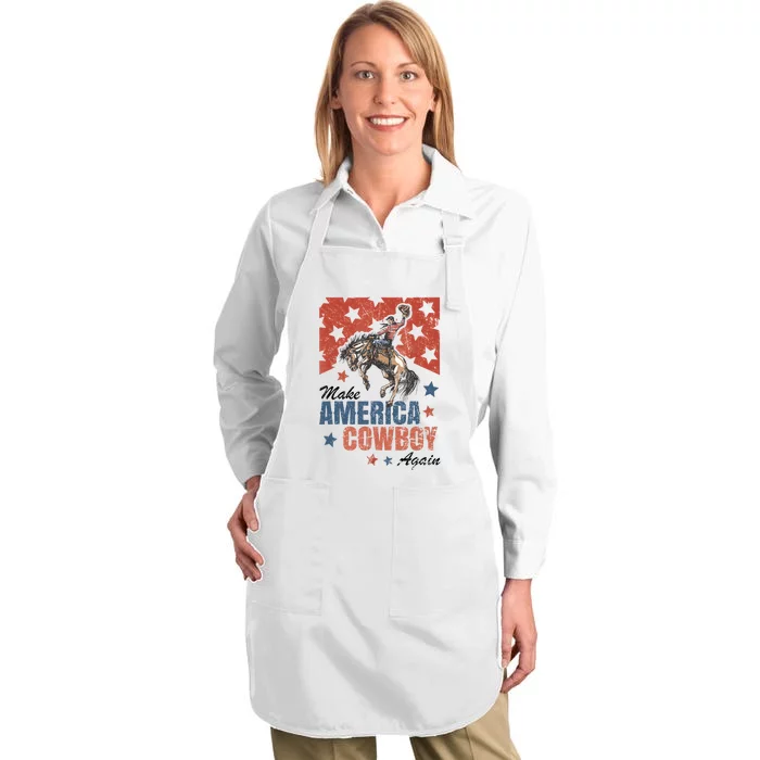 Make America Cowgirl Cowboy Again Western 4th Of July Full-Length Apron With Pocket