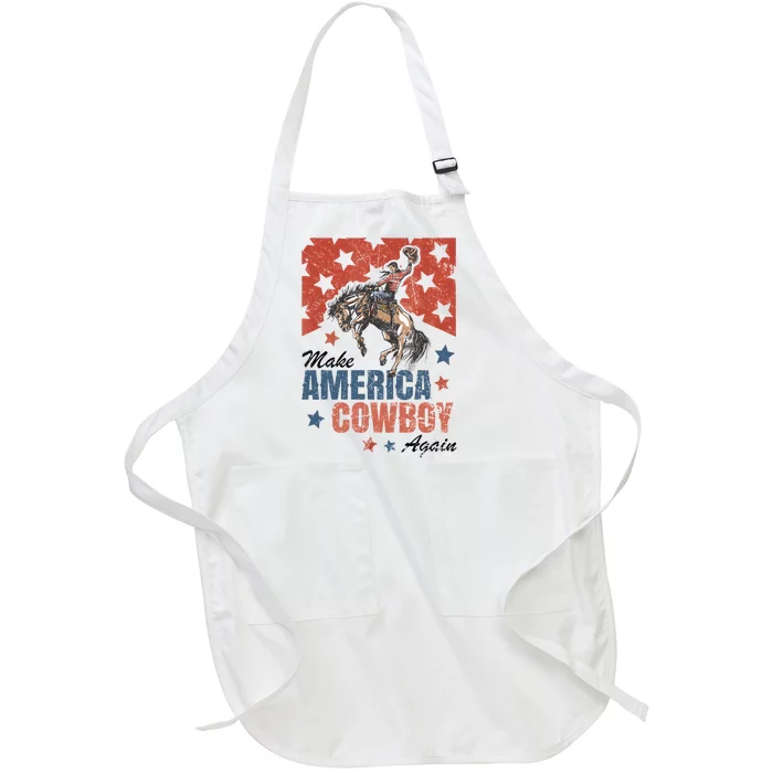 Make America Cowgirl Cowboy Again Western 4th Of July Full-Length Apron With Pocket