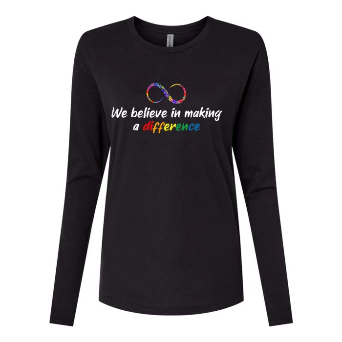 Make A Difference Autism Infinity Acceptance Gift Womens Cotton Relaxed Long Sleeve T-Shirt