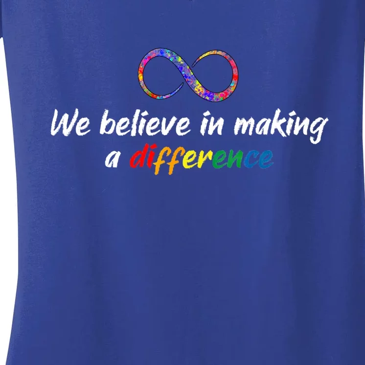 Make A Difference Autism Infinity Acceptance Gift Women's V-Neck T-Shirt