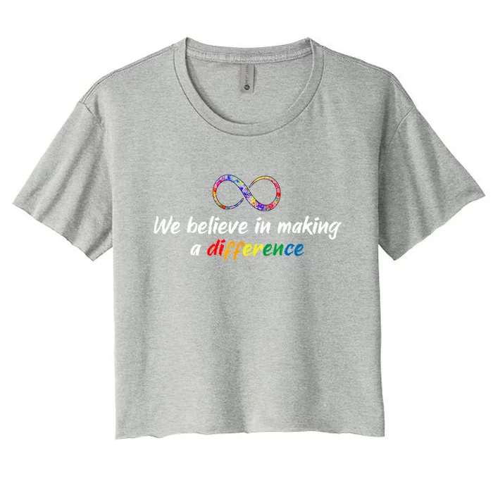 Make A Difference Autism Infinity Acceptance Gift Women's Crop Top Tee