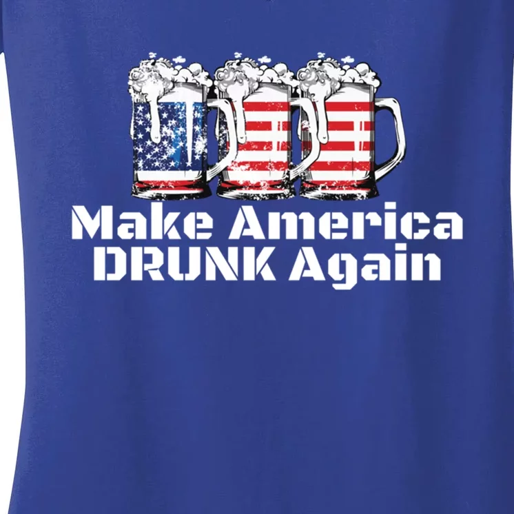 Make America Drunk Again Gift Funny Day Ing 4th July Gift Women's V-Neck T-Shirt