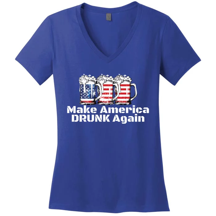 Make America Drunk Again Gift Funny Day Ing 4th July Gift Women's V-Neck T-Shirt