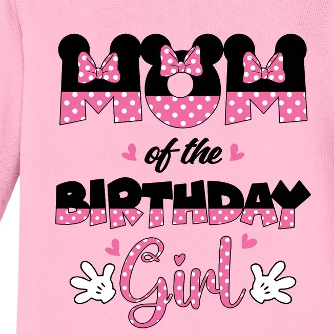 Mom And Dad Birthday Girl Mouse Family Matching Baby Long Sleeve Bodysuit