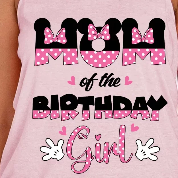 Mom And Dad Birthday Girl Mouse Family Matching Women's Knotted Racerback Tank