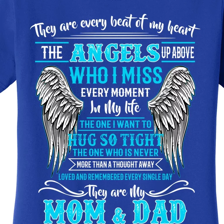 Mom And Dad My Angels In Memories Of Parents In Heaven Cool Gift Women's T-Shirt