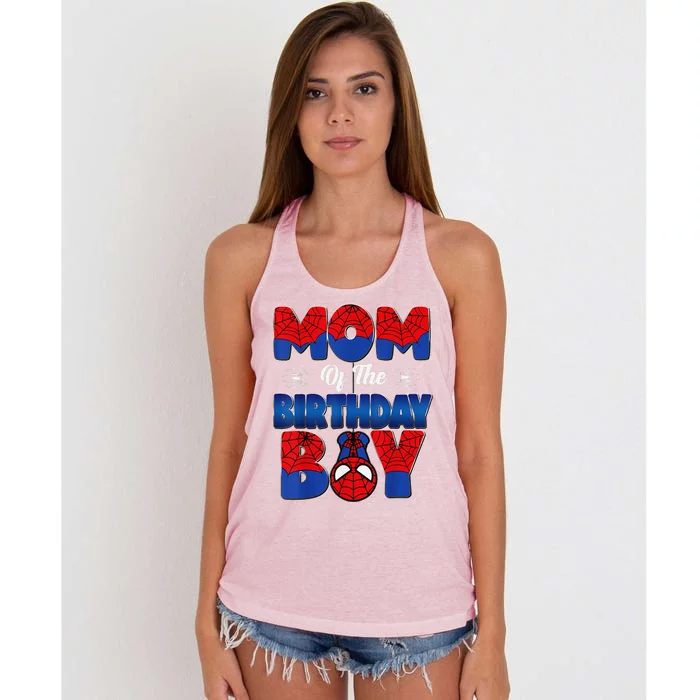 Mom And Dad Birthday Boy Spider Family Matching Women's Knotted Racerback Tank