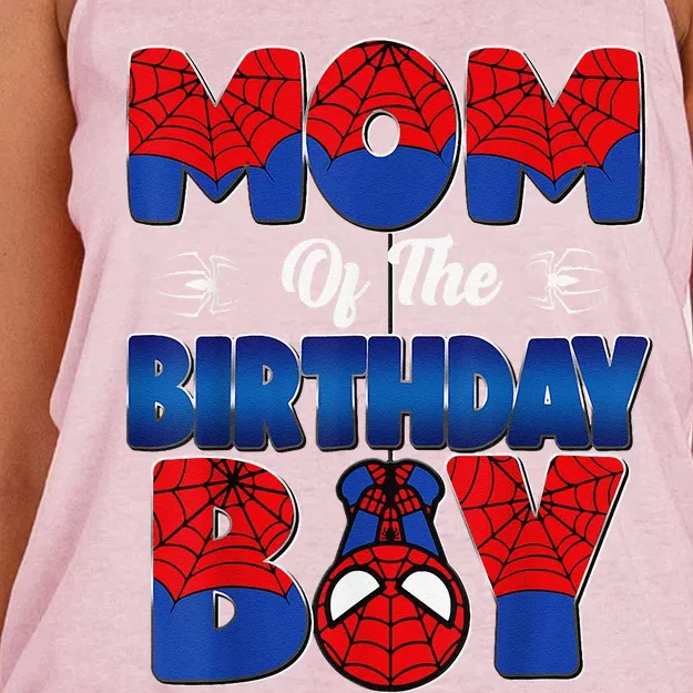 Mom And Dad Birthday Boy Spider Family Matching Women's Knotted Racerback Tank