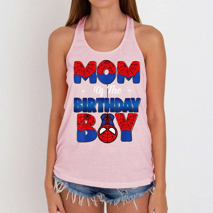 Mom And Dad Birthday Boy Spider Family Matching Women's Knotted Racerback Tank