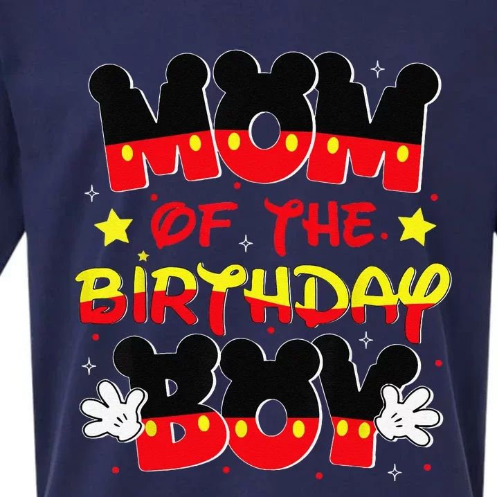 Mom And Dad Birthday Boy Mouse Family Matching Sueded Cloud Jersey T-Shirt