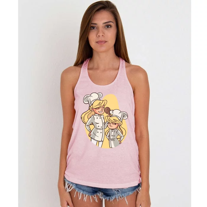 Mom And Daughter Chefs Gift Women's Knotted Racerback Tank