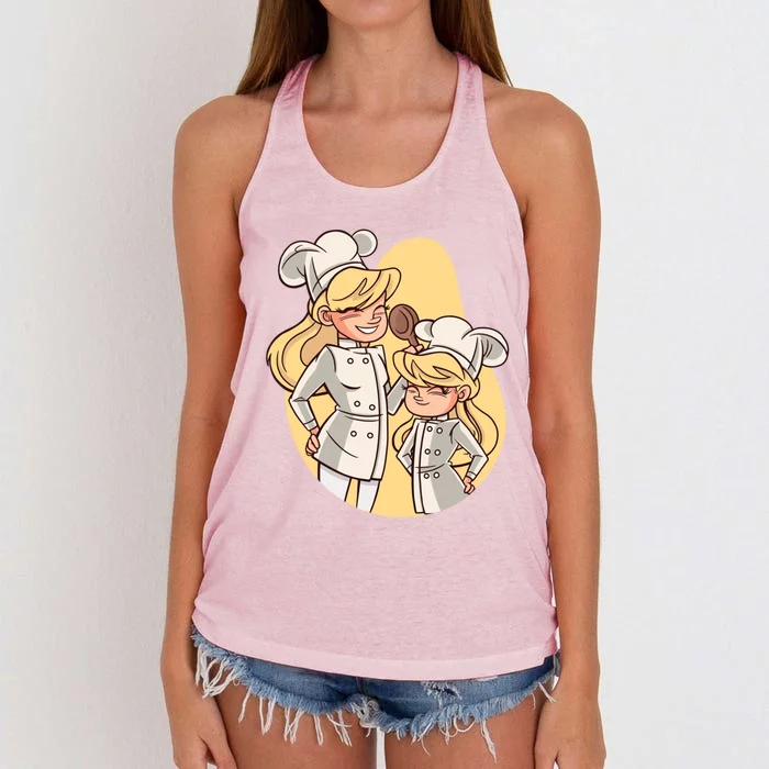 Mom And Daughter Chefs Gift Women's Knotted Racerback Tank