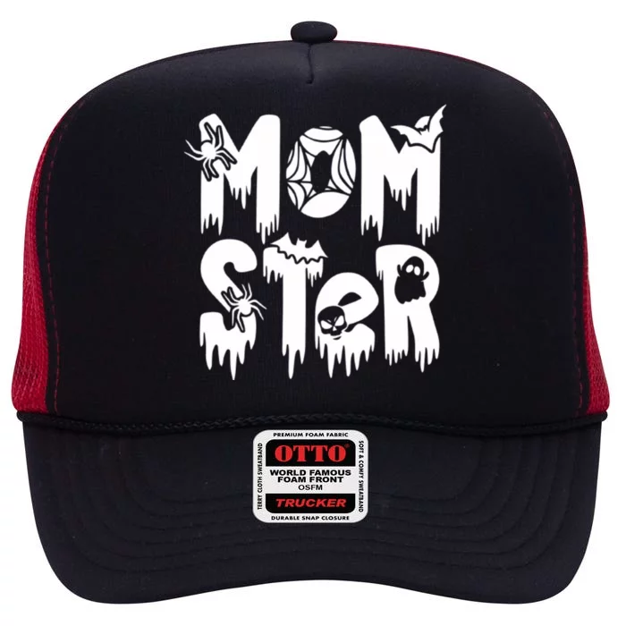 Momster And Dadcula Halloween Mom And Dad High Crown Mesh Trucker Hat