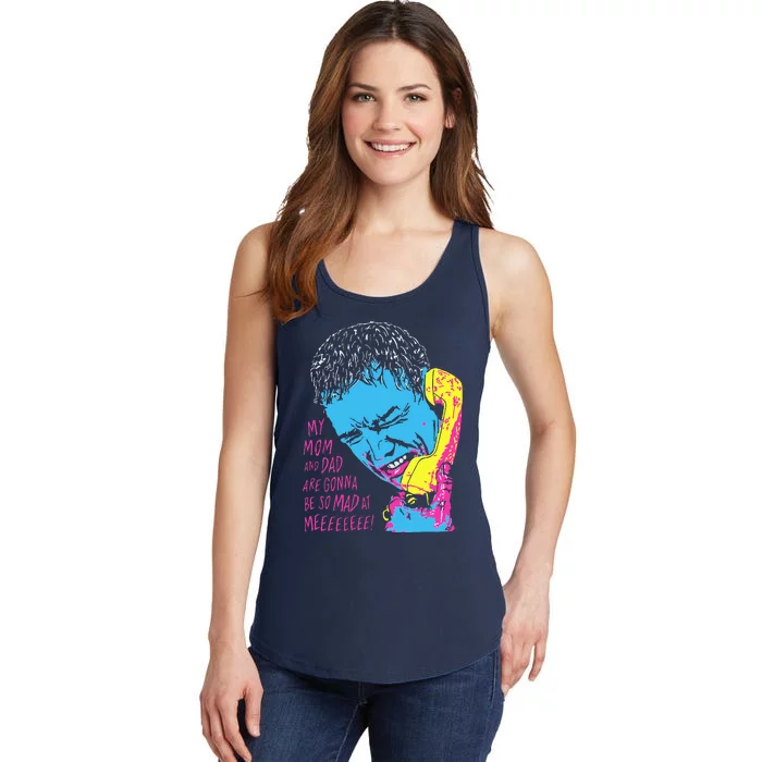 Mom And Dad Mad At Me Funny Scream Ladies Essential Tank