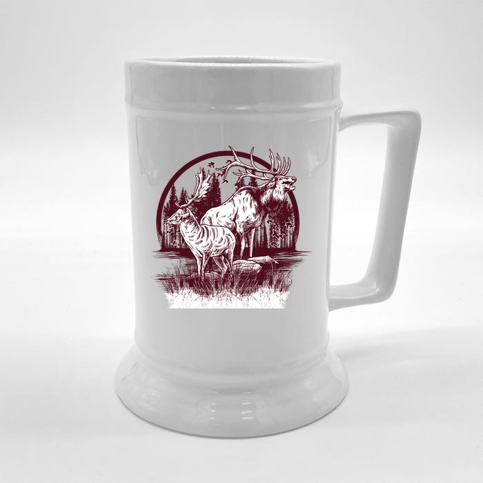 Moose And Deer Front & Back Beer Stein