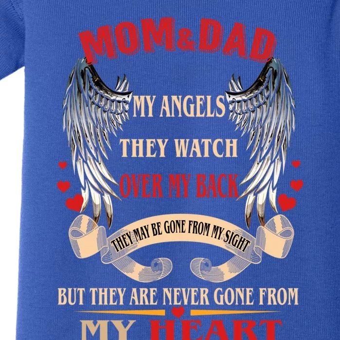 Mom And Dad My Angels They Watch Over My Backcute Giftmemories Parents Gift Baby Bodysuit