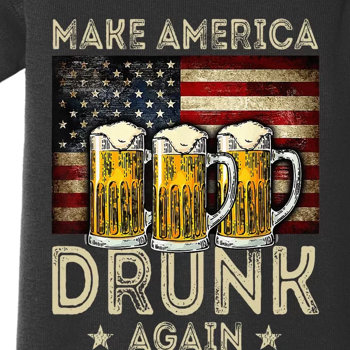 Make America Drunk Again Funny Drinking 4th Of July Baby Bodysuit