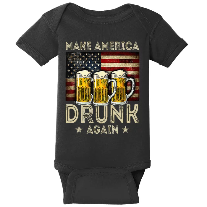 Make America Drunk Again Funny Drinking 4th Of July Baby Bodysuit