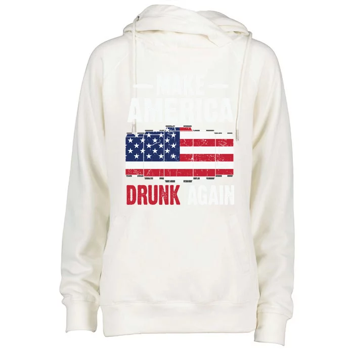 Make America Drunk Again Beer Usa Flag Meaningful Gift Womens Funnel Neck Pullover Hood