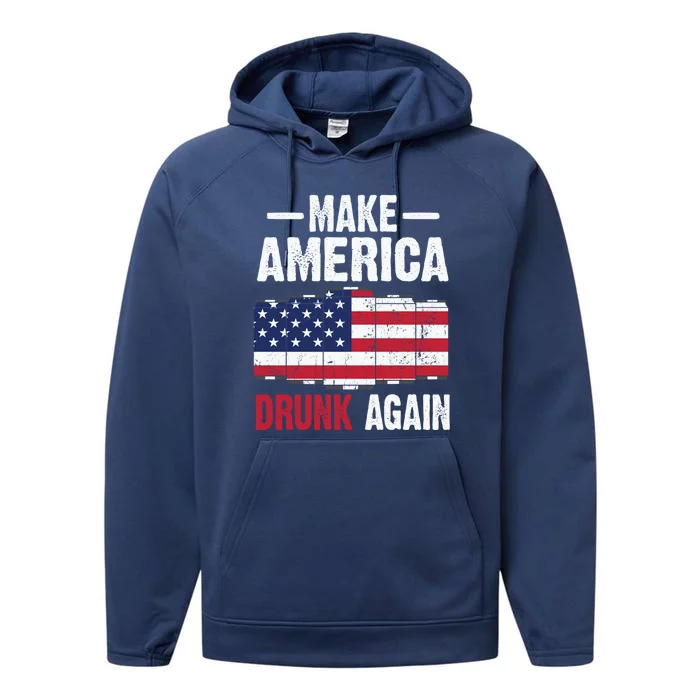 Make America Drunk Again Beer Usa Flag Meaningful Gift Performance Fleece Hoodie