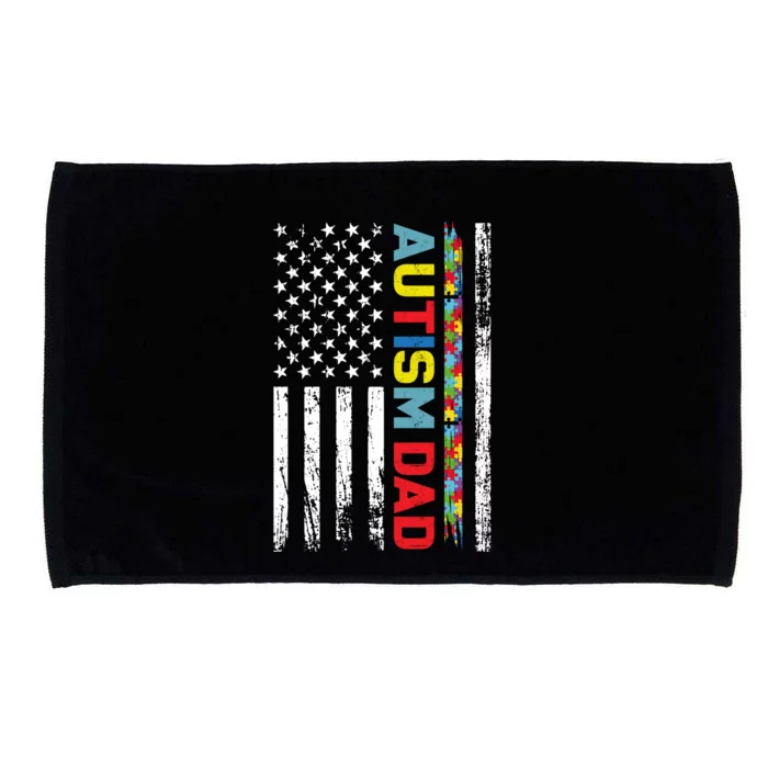 Men Autism Dad Meaningful Gift Fathers Day Dad Autism American Flag Gift Microfiber Hand Towel