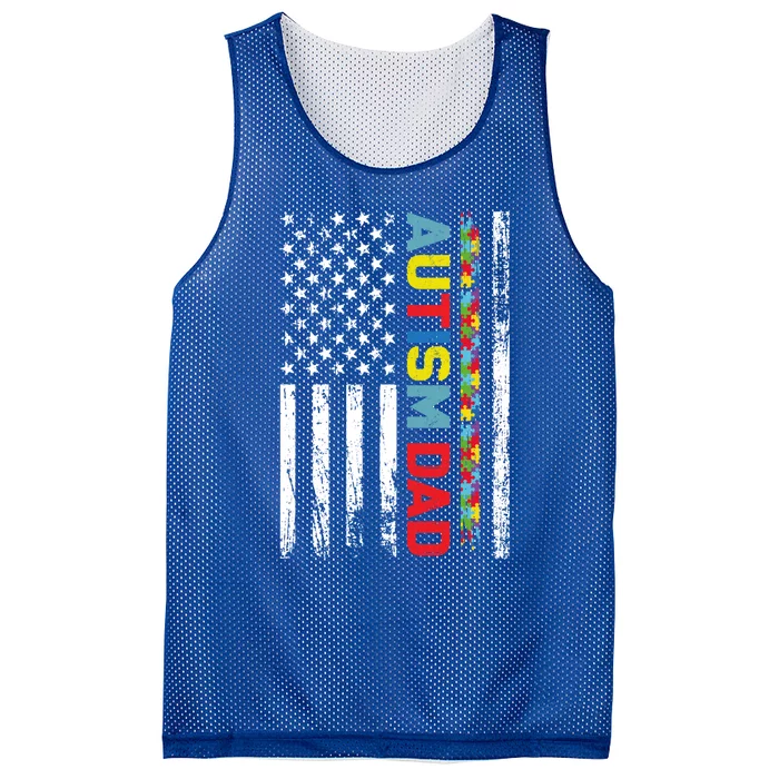 Men Autism Dad Meaningful Gift Fathers Day Dad Autism American Flag Gift Mesh Reversible Basketball Jersey Tank