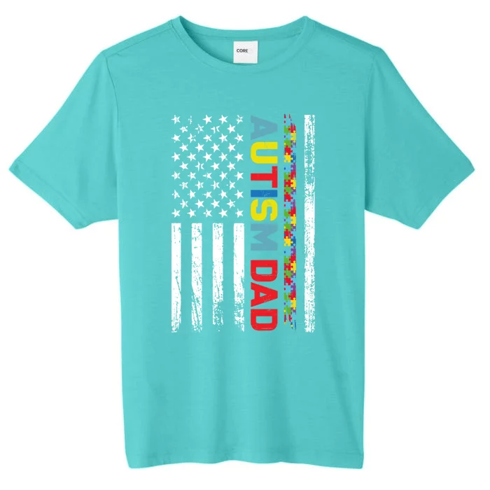 Men Autism Dad Great Gift Fathers Day Dad Autism American Flag Gift ChromaSoft Performance T-Shirt