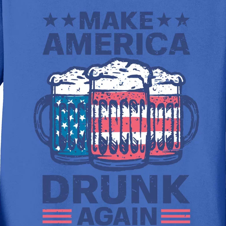 Make America Drunk Again 4th Of July Independence Day Beer Gift Kids Long Sleeve Shirt