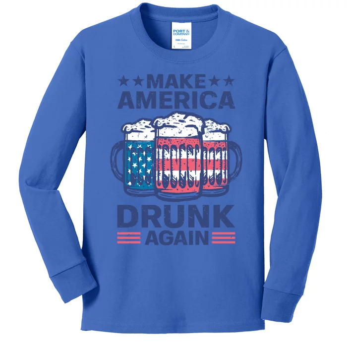 Make America Drunk Again 4th Of July Independence Day Beer Gift Kids Long Sleeve Shirt