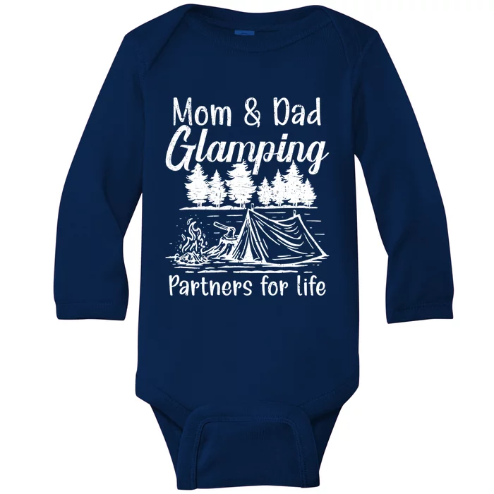 Mom And Dad Glamping Partners For Life Glamper Great Gift Baby Long Sleeve Bodysuit