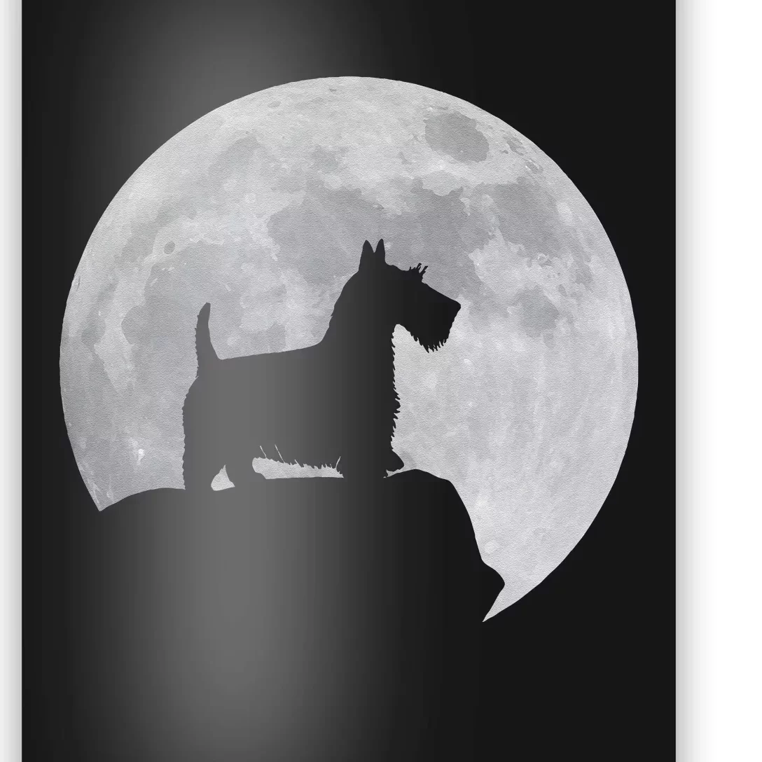 Moon And Dog Silhouette Scottish Terrier Poster