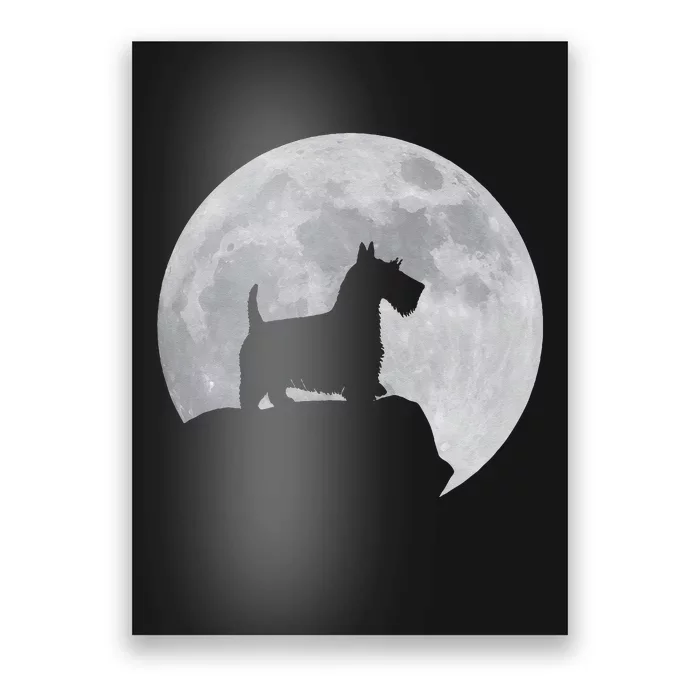 Moon And Dog Silhouette Scottish Terrier Poster