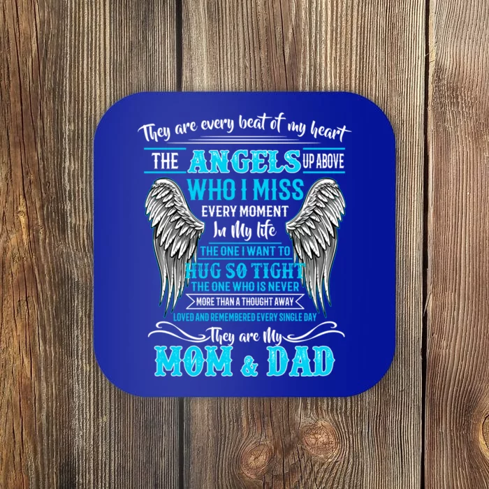 Mom And Dad My Angels In Memories Of Parents In Heaven Cute Gift Coaster