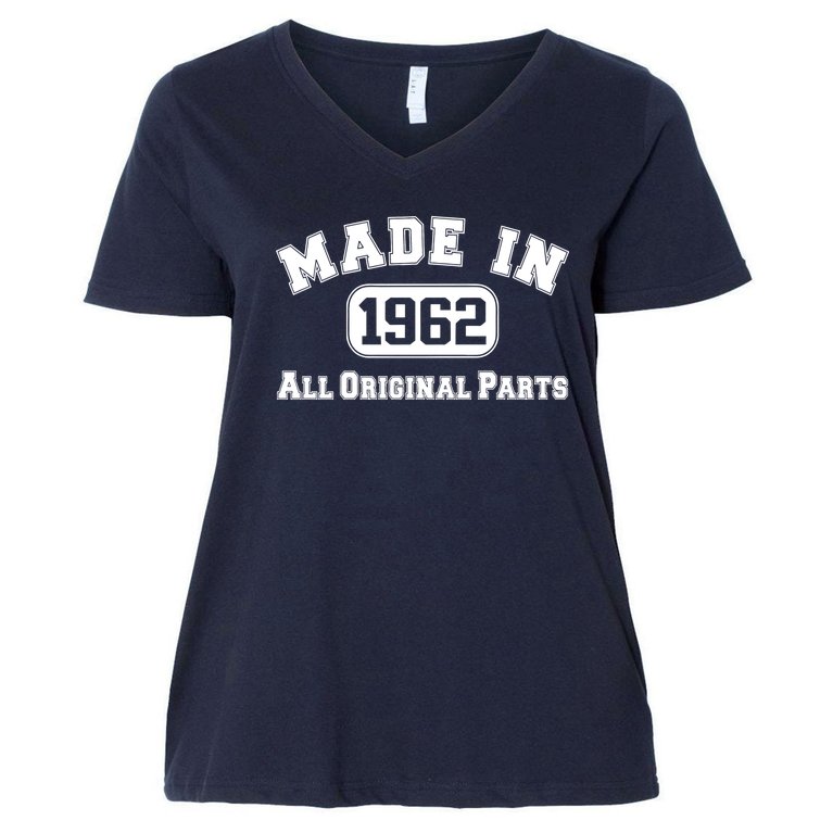 Made In 1962 All Original Parts Women's V-Neck Plus Size T-Shirt
