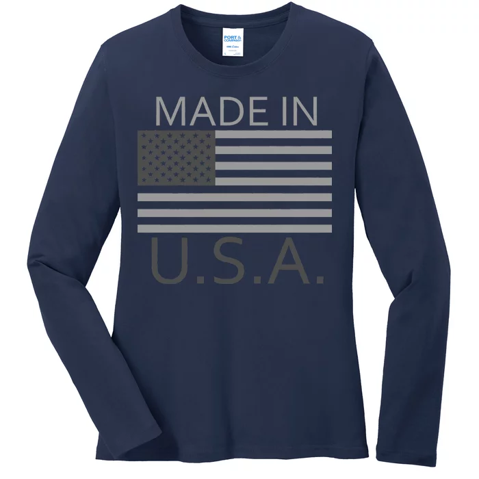 Made In USA Gray Style Ladies Missy Fit Long Sleeve Shirt