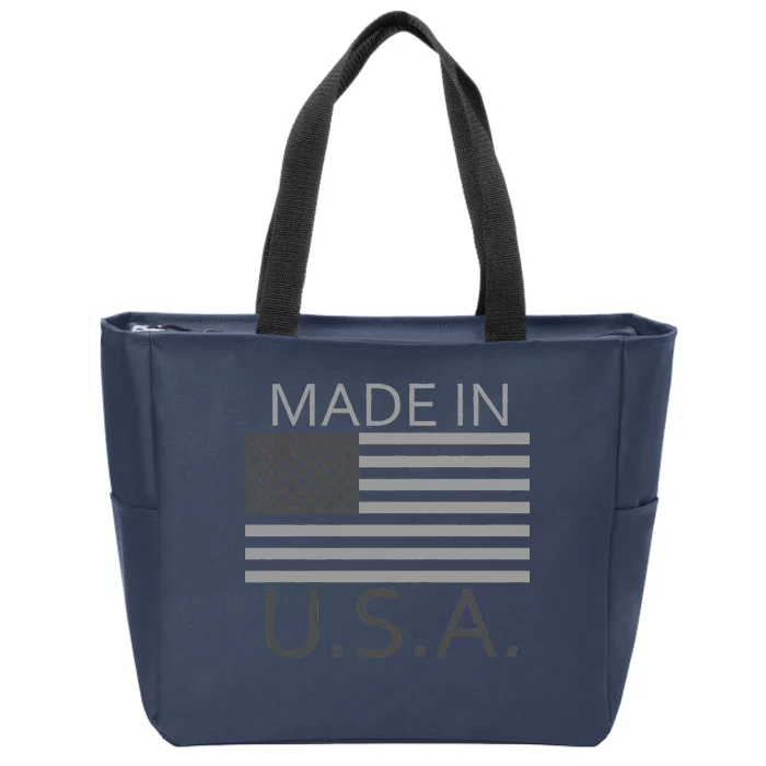 Made In USA Gray Style Zip Tote Bag