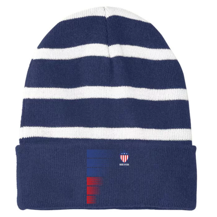 Made In USA Soccer Team Flag Striped Beanie with Solid Band