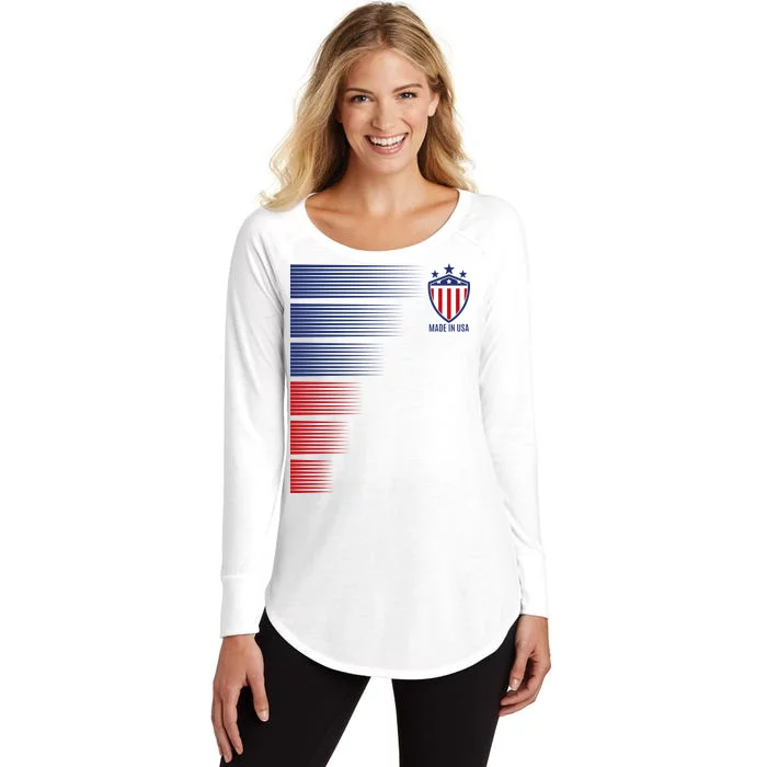 Made In USA Soccer Team Flag Women's Perfect Tri Tunic Long Sleeve Shirt