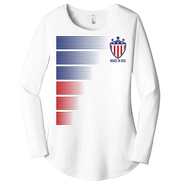 Made In USA Soccer Team Flag Women's Perfect Tri Tunic Long Sleeve Shirt