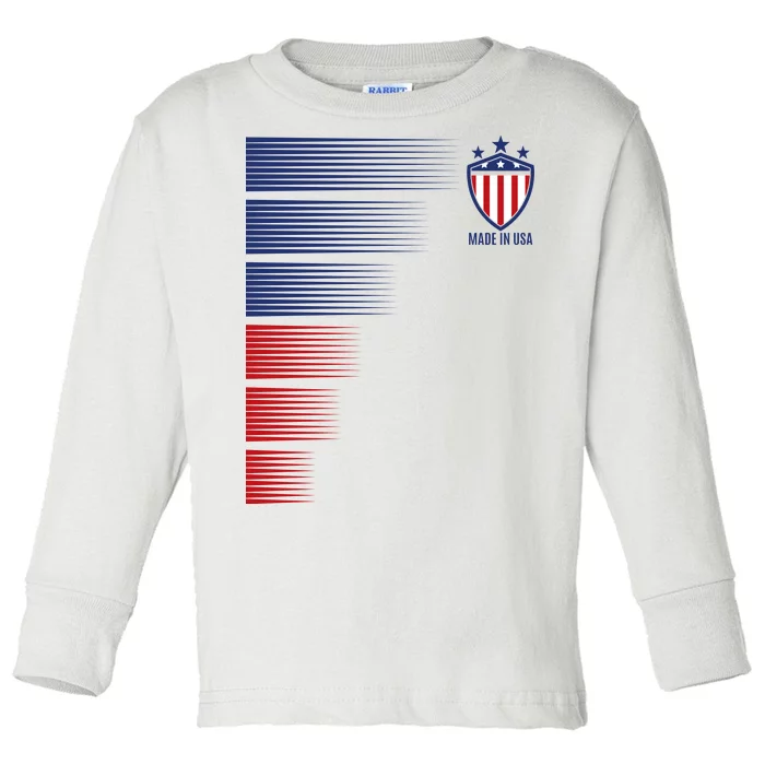 Made In USA Soccer Team Flag Toddler Long Sleeve Shirt