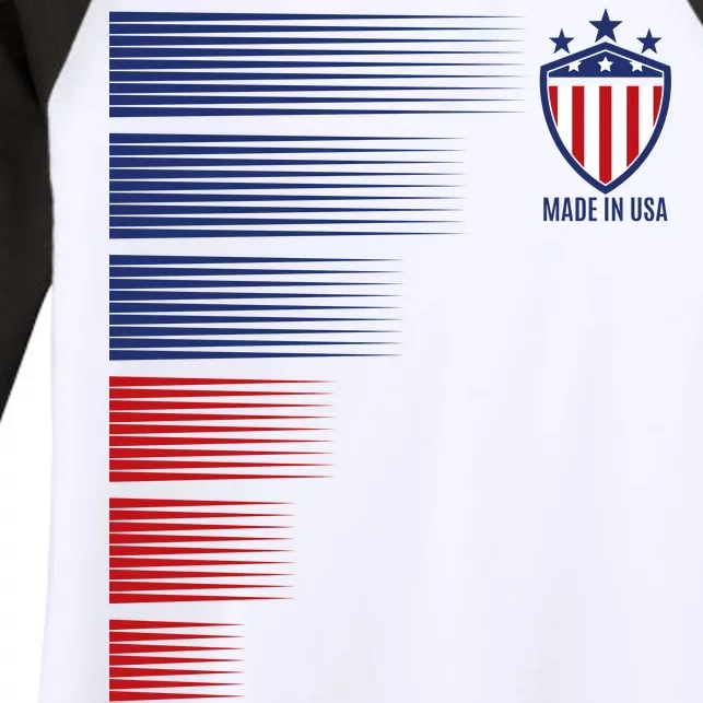 Made In USA Soccer Team Flag Women's Tri-Blend 3/4-Sleeve Raglan Shirt