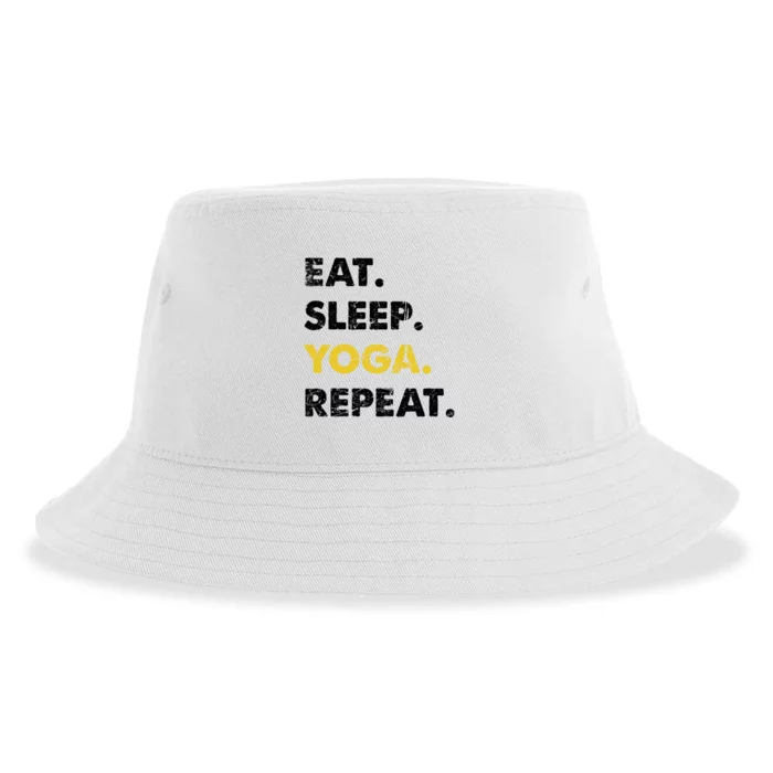 Meditate Asanas Eat Sleep Yoga Repeat Gift Sustainable Bucket Hat