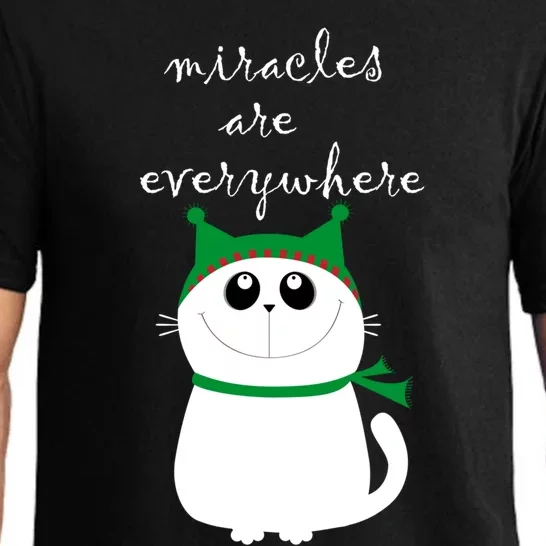 Miracles Are Everywhere Cute Xmas Cat Design Christmas Gift Funny Gift Pajama Set