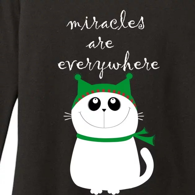 Miracles Are Everywhere Cute Xmas Cat Design Christmas Gift Womens CVC Long Sleeve Shirt